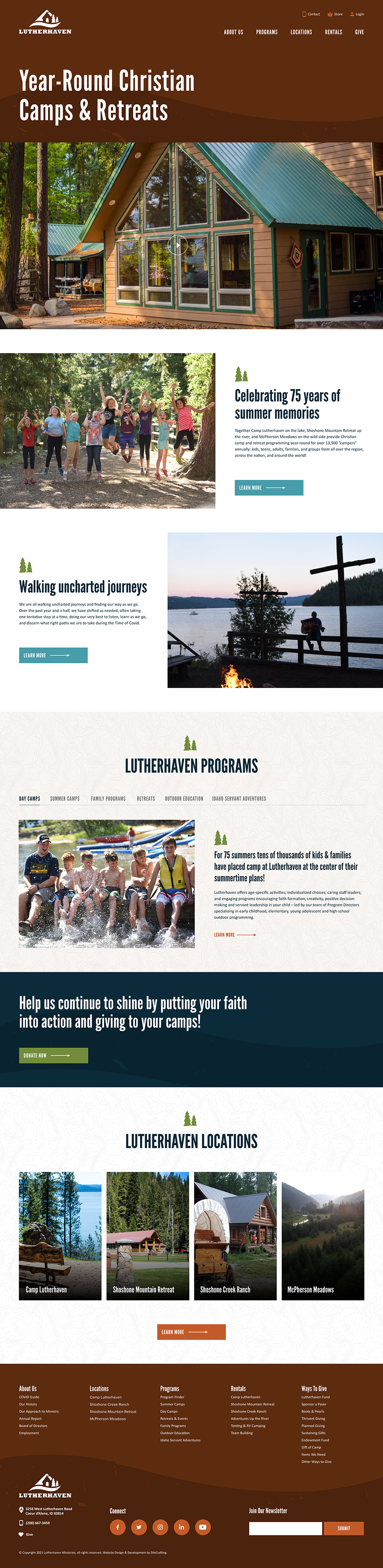 Lutherhaven website home page mockup