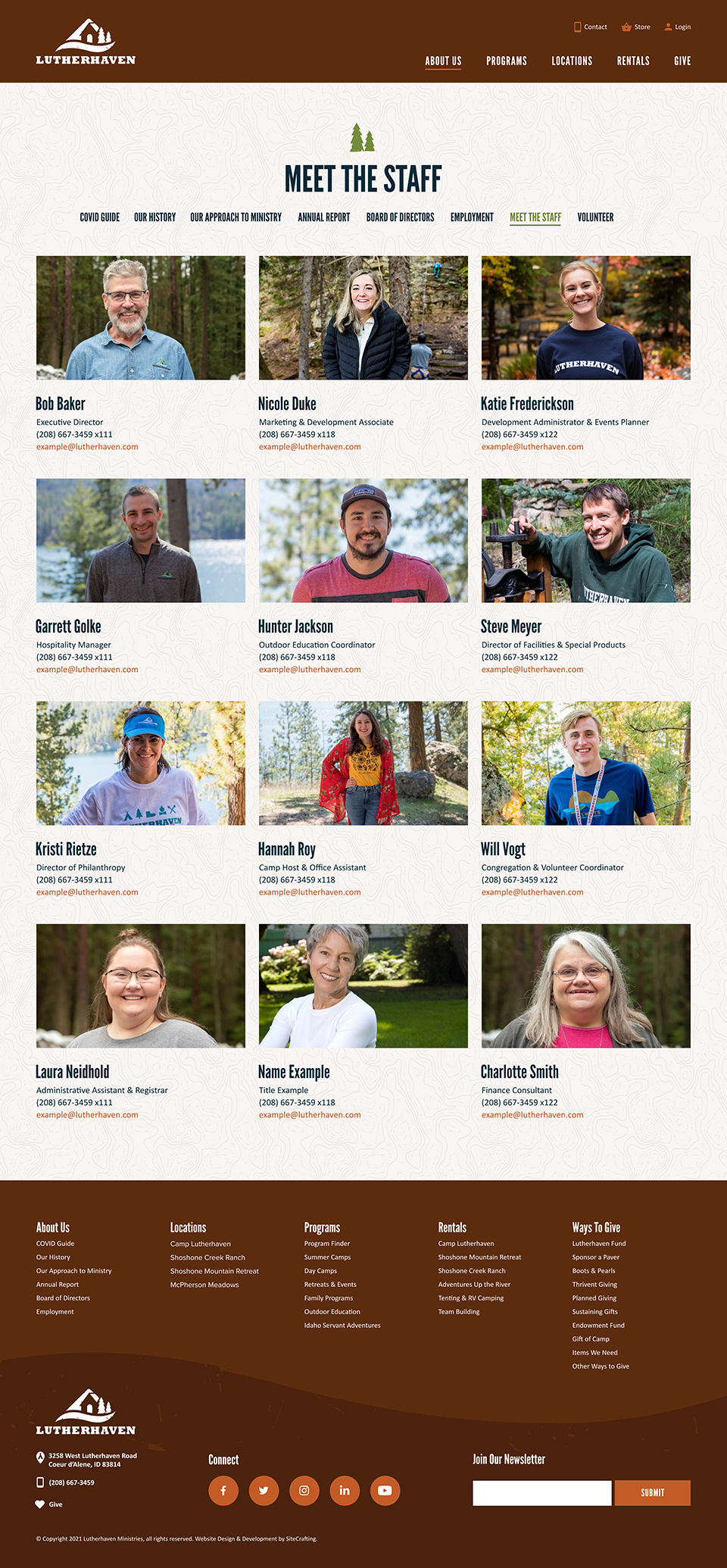 Lutherhaven website staff profile page mockup
