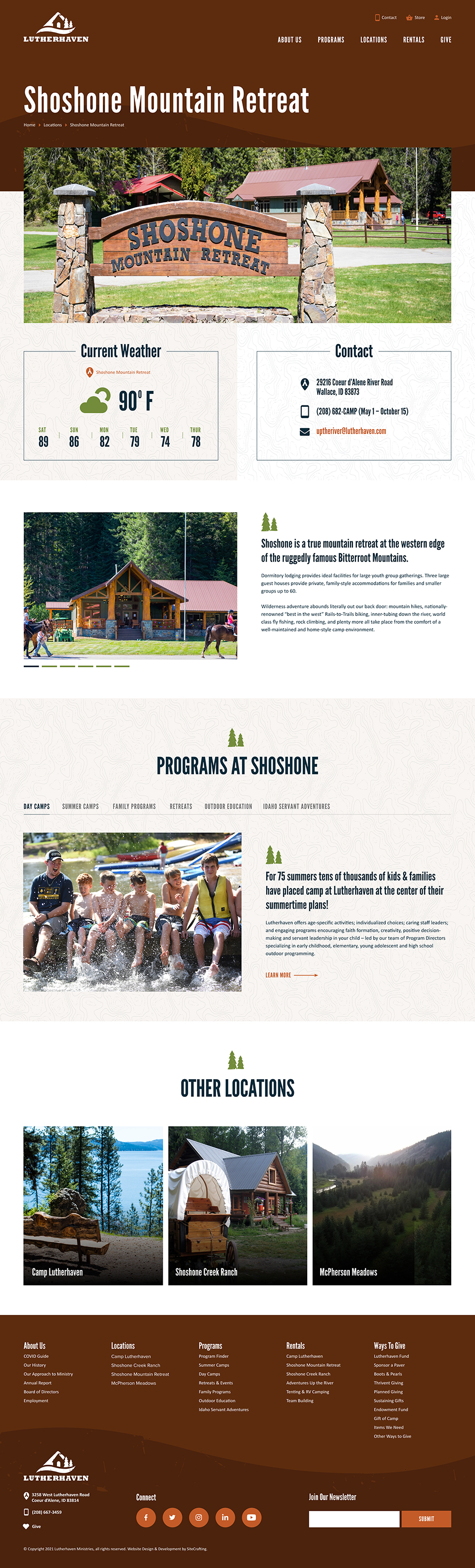 Lutherhaven website location page mockup