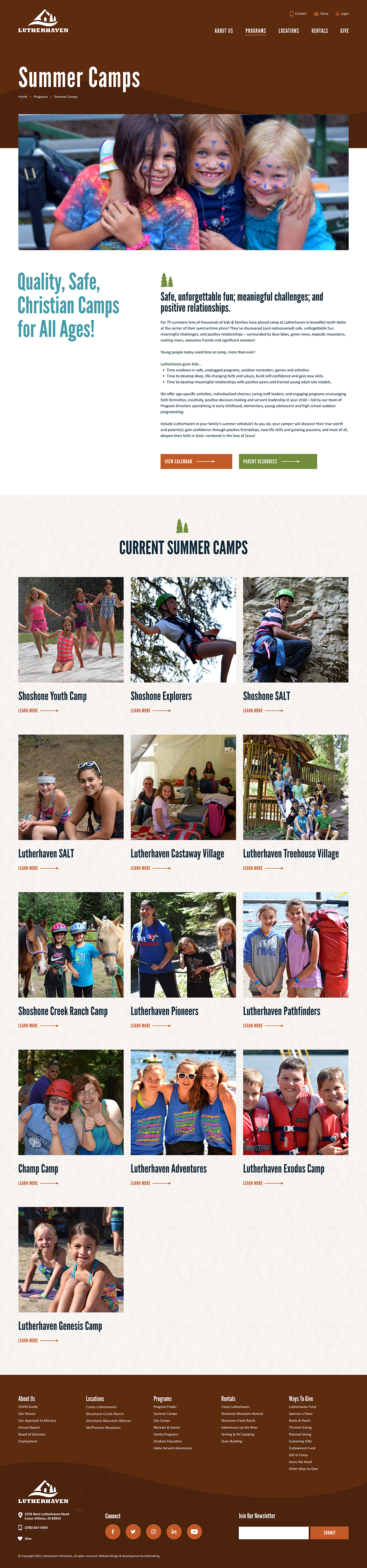 Lutherhaven website program page mockup