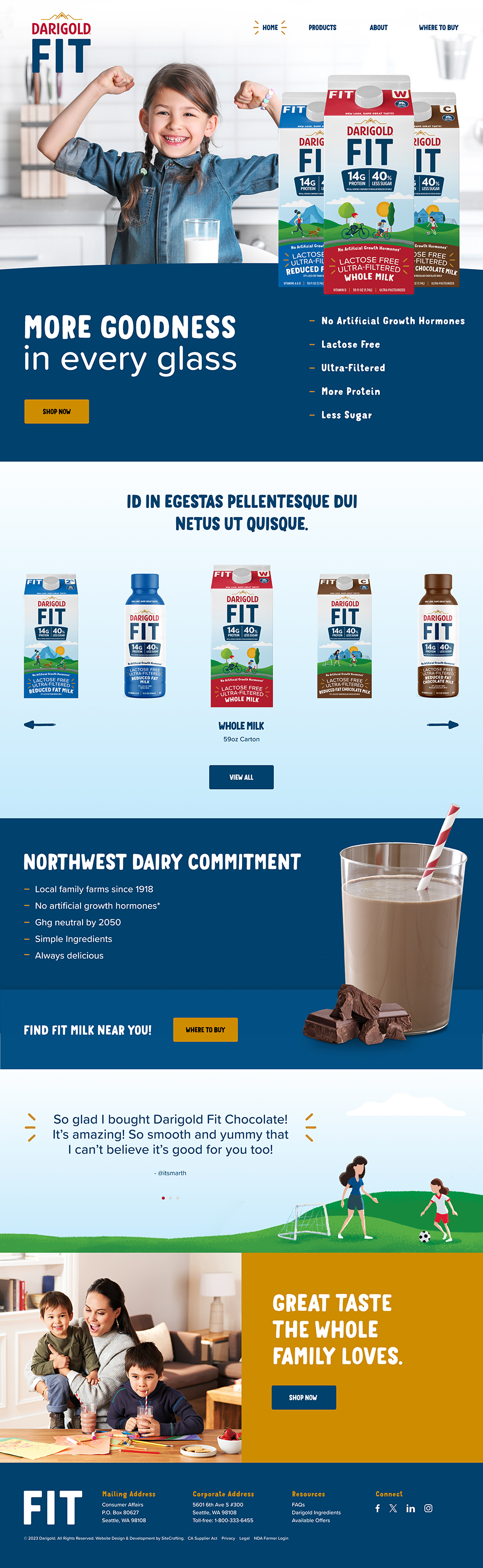 Darigold FIT homepage page mockup