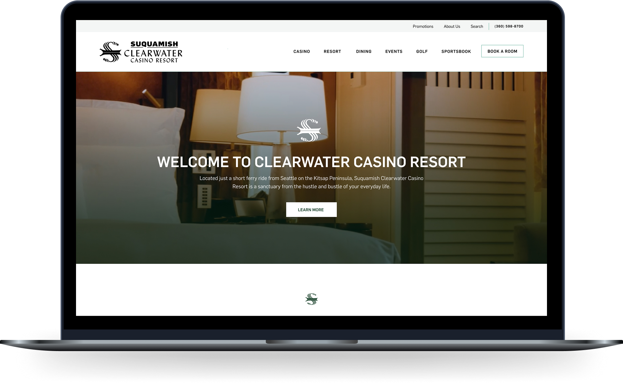 clearwater casino home page mockup on device