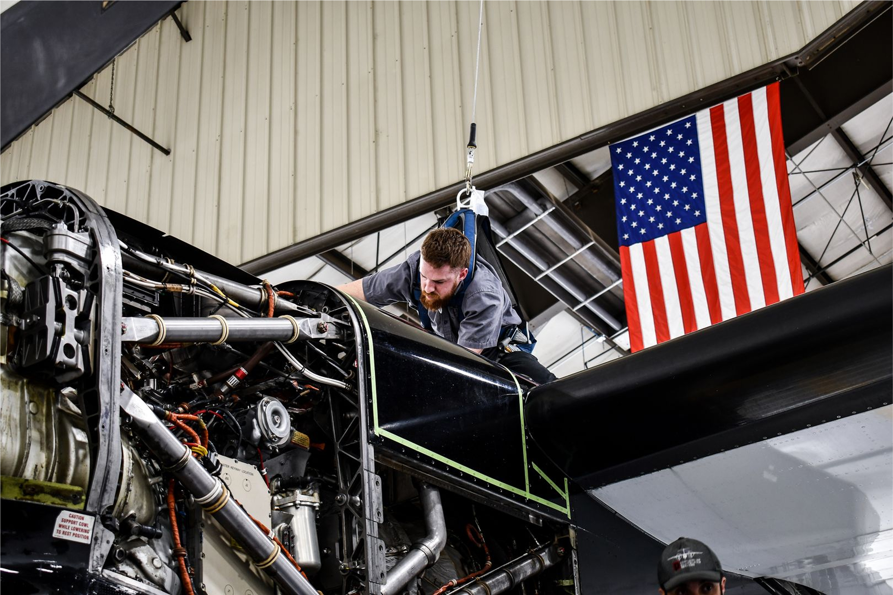 Mechanic working on an airplane