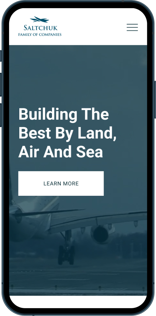 Saltchuk home page mockup on mobile device