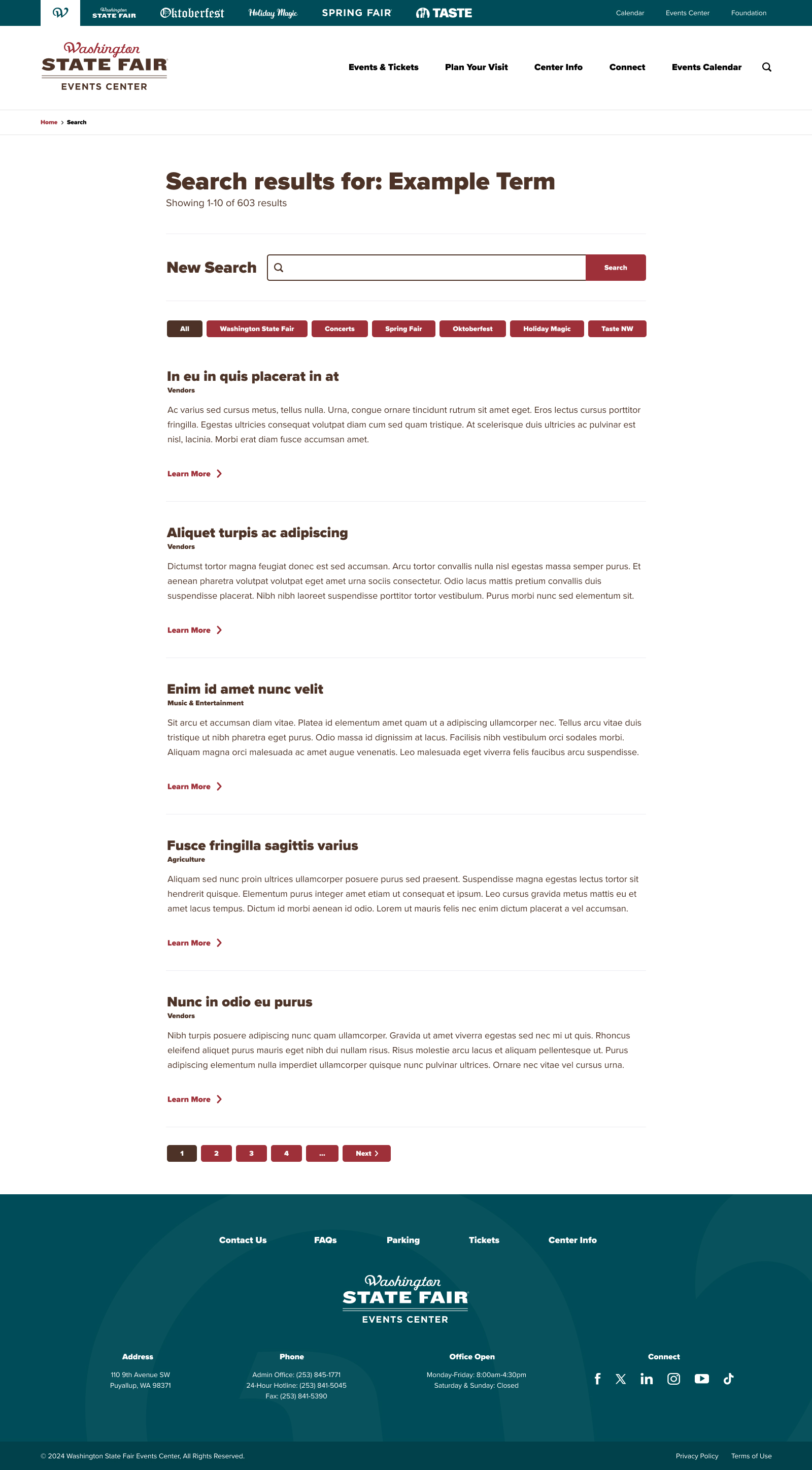 WSFEC Search Results Web Page Design