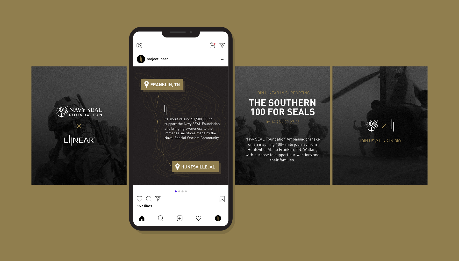 LINEAR Clothing Instagram slider for the Navy Seal Foundation Campaign