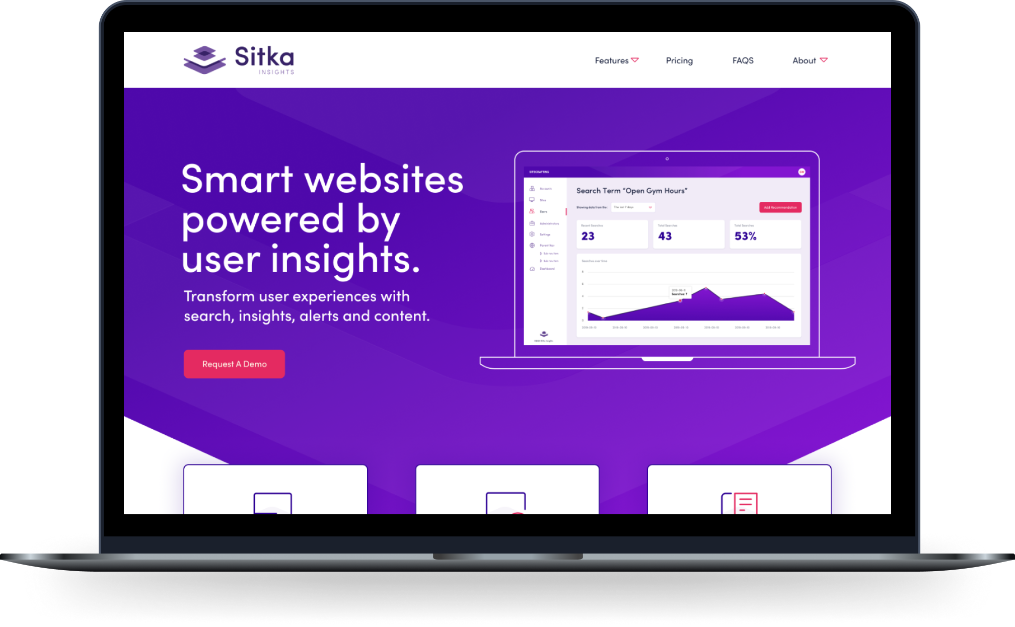 Sitka Insights home web page on a laptop
