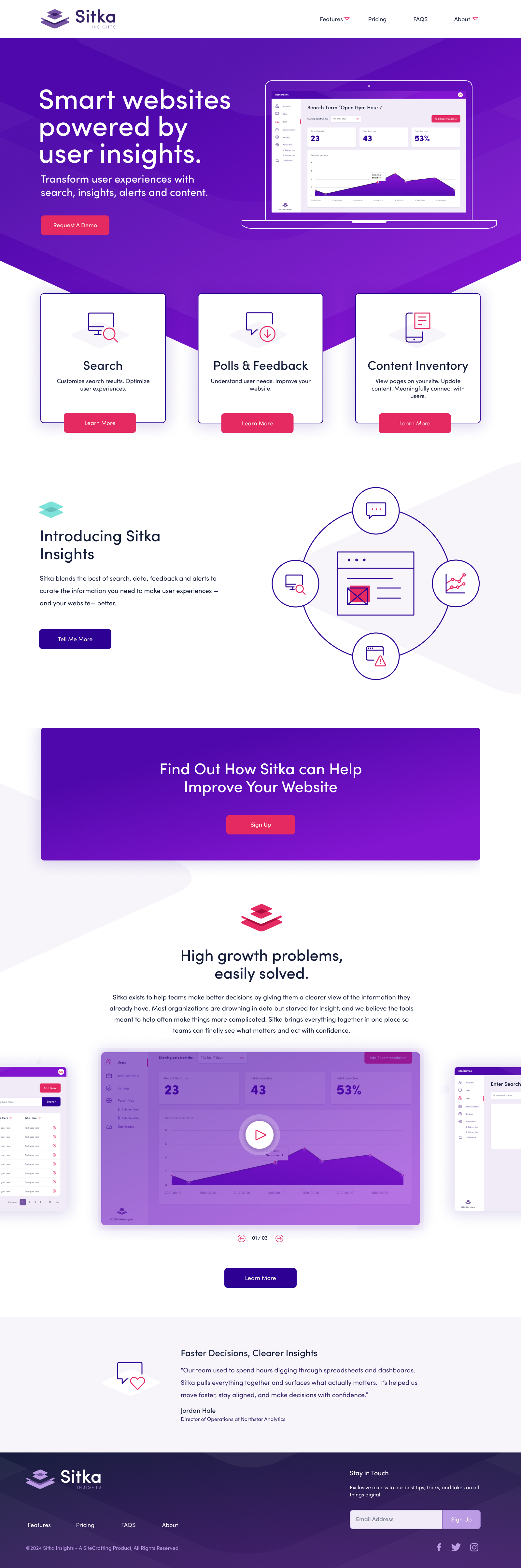 Sitka Insights website home page design